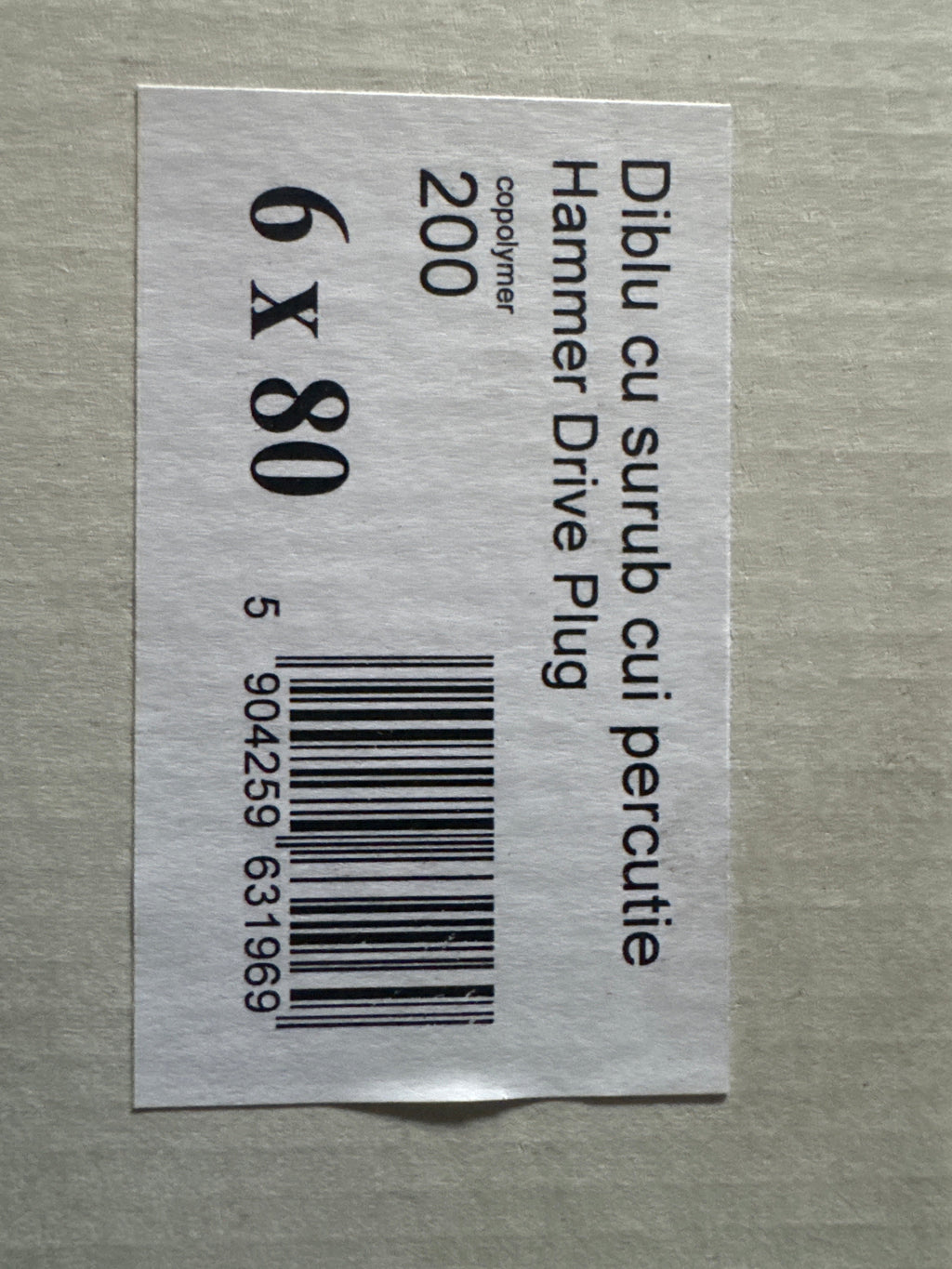 Beütődübel csavarral 6 × 80 mm (200 db)