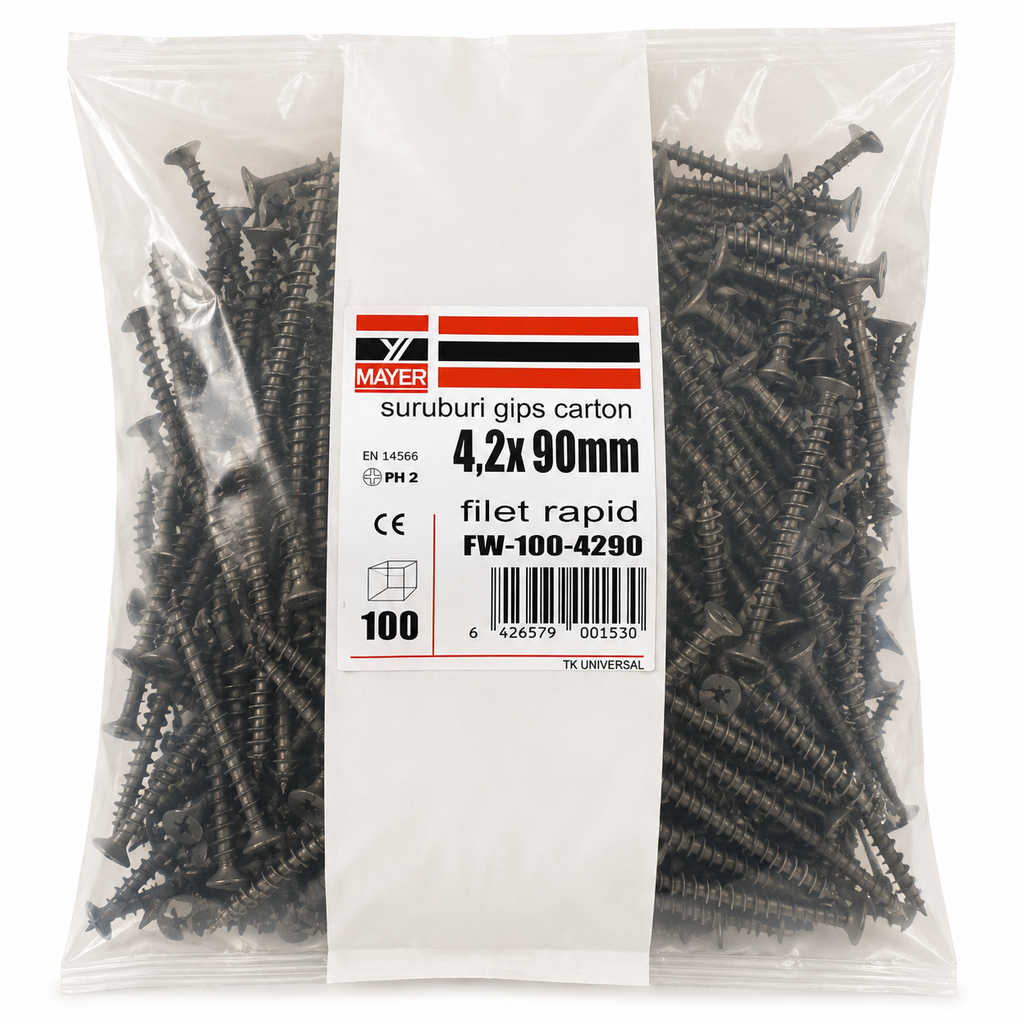 Gyorsmenetű gipszkartoncsavar 4,2 × 90 mm (100 db)