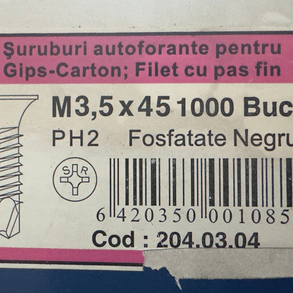 Finommenetű önfúró gipszkartoncsavar M3,5 × 45 mm (1000 db)