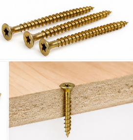 Sárgára horganyzott forgácslap- és facsavar 4,0 × 40 mm (500 db)